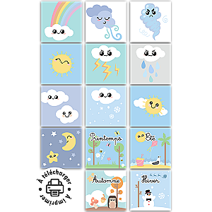 Magnets météo et saisons à imprimer : Fichiers pour calendrier ludique