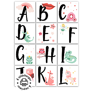 Magnets frigo abécédaire girly : L'alphabet féérique à imprimer