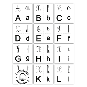 Magnets lettres de l'alphabet à imprimer : Les 4 écritures