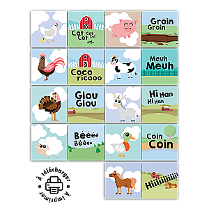 Jeu d'association à imprimer : Magnets animaux de la ferme