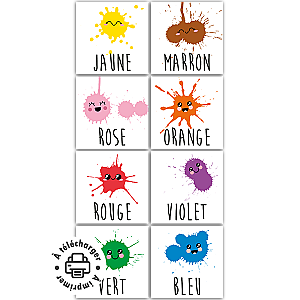 Magnets couleurs à imprimer : L'imagier des taches de peinture