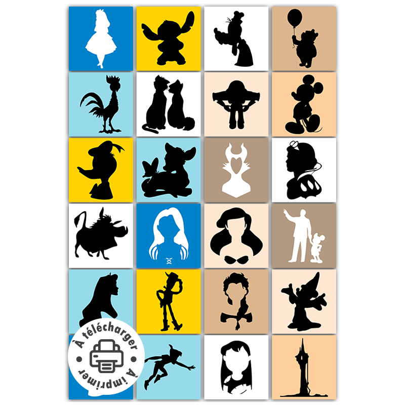 Gros pack à imprimer : Silhouettes de personnages pour déco et DIY