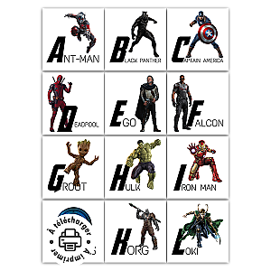 Abécédaire Marvel à imprimer : Magnets et décoration