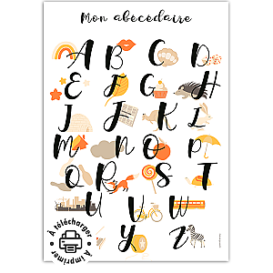 Affiche abécédaire à imprimer : Poster éducatif illustré