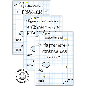 Carte de rentrée scolaire à imprimer : Affiches pour photos souvenirs