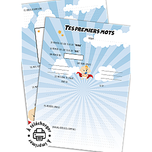 Fiche à imprimer : Les premiers mots de mon enfant (Thème Super-Héros)