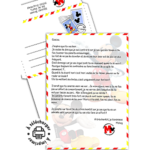 Lettre de Mickey pour enfant pas sage (Fichier à imprimer)