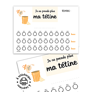 À imprimer : Tableau de sevrage de la tétine (Programme 30 jours)
