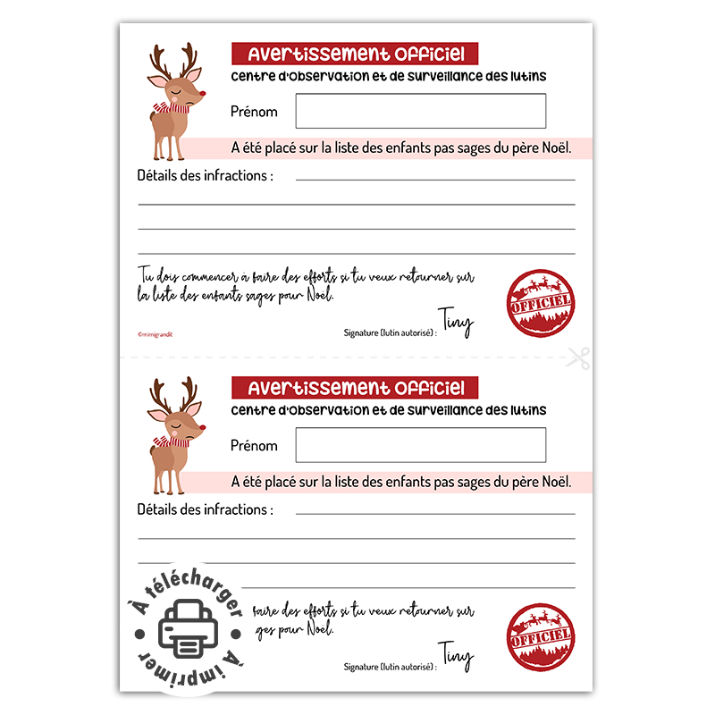 Avertissement officiel de Noël : Le rappel à l'ordre des lutins à imprimer