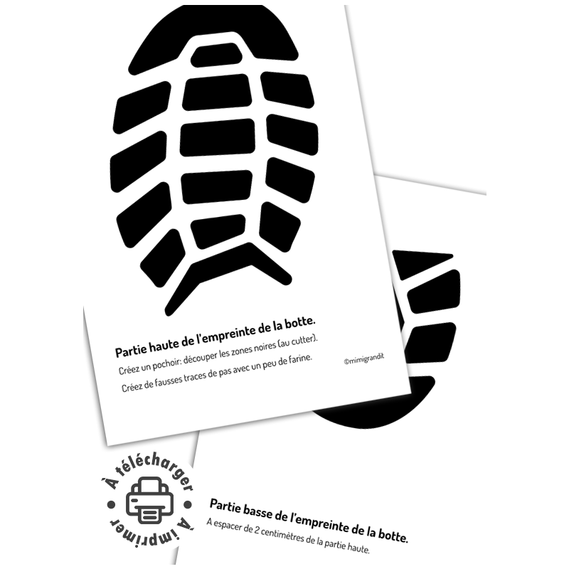 Pochoir empreintes de bottes du Père Noël à imprimer (Traces de pas magiques)