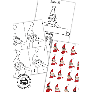 Coloriage et Bêtise du Lutin de Noël à imprimer (Portraits de l'Elfe)