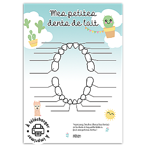 Carte d'apparition des dents de lait bébé à imprimer (Modèle Lama)