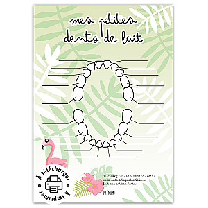 Fiche mémo des dents de lait pour bébé (Modèle Flamant Rose à imprimer)