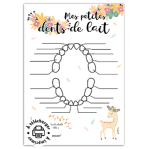 Carte quenottes bébé à imprimer (Modèle Biche et Ballon)