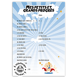 Fiche des petites victoires et grands progrès de bébé à imprimer (Modèle Super-Héros)