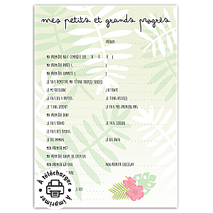 Fiche mémo des petits et grands progrès de bébé à imprimer (Modèle Flamant Rose)