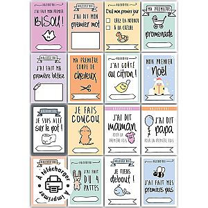 Cartes étapes bébé à imprimer (Kit souvenirs de ses premières fois)