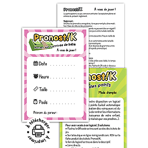 Tickets de pronostics naissance bébé à imprimer (Jeu Baby Shower & Gender Reveal)