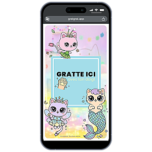 Invitation Anniversaire Chatons Kawaii et Féériques - Carte à gratter numérique