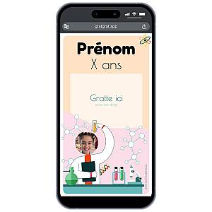 Carte d'invitation virtuelle à gratter personnalisée (Photo + Texte) – Modèle Sciences & Chimie