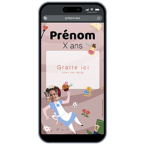 Carte d'invitation virtuelle à gratter personnalisable – Alice au pays des merveilles